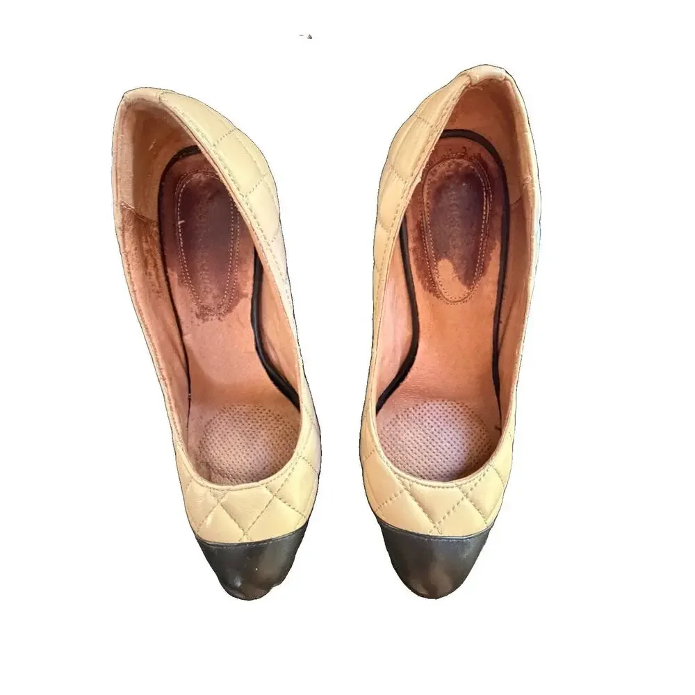 Corso Como Black & Tan Leather Quilted Spectator Pumps Sz 7.5